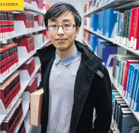  ?? JOHN LEHMANN FOR POSTMEDIA NEWS ?? Shawn Zhang, a Peking University alumnus who came to Canada on a student visa two years ago to study law, recently posted an image of the Tibetan flag on the Twitter account of Friends of Tibet. His parents in China were soon feeling pressured by the...