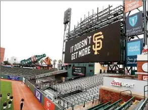  ?? Scott Strazzante / The San Francisco Chronicle ?? A view of the scoreboard at Oracle Park in San Francisco.