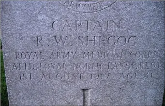  ??  ?? The headstone marks the last resting place of Captain Shegog