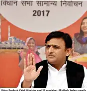  ??  ?? Uttar Pradesh Chief Minister and SP president Akhilesh Yadav unveils party manifesto ahead of Assembly election, in Lucknow on Sunday