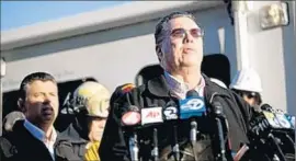  ?? Max Whittaker
Getty Images ?? SAN BRUNO MAYOR Jim Ruane speaks at a 2010 news conference after a natural gas pipeline explosion killed eight people and destroyed 38 homes in the city.