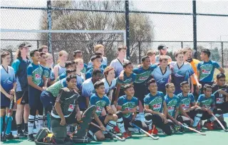  ??  ?? ALL TOGETHER: Geelong and Malaysian players after their exhibition match at Stead Park.