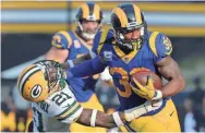  ?? JAKE ROTH/USA TODAY SPORTS ?? Rams running back Todd Gurley’s 1,151 yards from scrimmage surpasses his blazing pace from last year