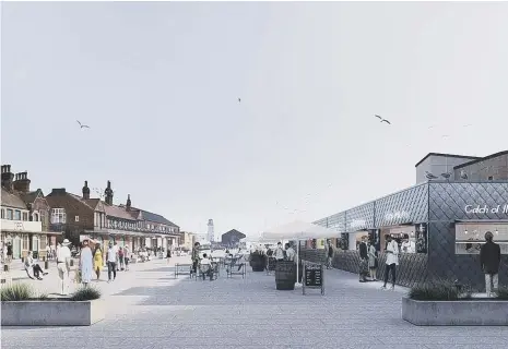  ?? ?? Artist’s impression of the West Pier/Harbour Town Deal regenerati­on plans.