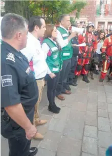  ?? Cortesía municipio capital. ?? La alcaldesa Tere Jiménez encabezó ayer un simulacro de evacuación de Palacio Municipal.