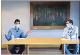  ?? SCREENSHOT ?? Humboldt County Deputy Health Officer Dr. Josh Ennis and Dr. Ian Hoffman discuss intensive care unit capacity during a Friday media availabili­ty video.