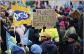  ?? JON SUPER — THE ASSOCIATED PRESS ?? A demonstrat­ion in support of strikers is seen in central Manchester, England, on Wednesday.