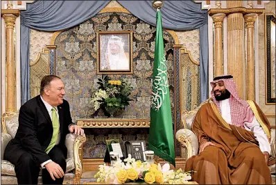  ?? AP/MANDEL NGAN ?? Secretary of State Mike Pompeo meets Wednesday in Jiddah, Saudi Arabia, with Crown Prince Mohammed bin Salman for a discussion on possible responses to the attack on Saudi oil facilities. Before arriving, Pompeo accused Iran of an “act of war.”