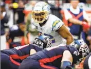  ?? Butch Dill Associated Press ?? KHALIL MACK has been a jolt at edge rusher for the Chargers’ defense with a team-leading six sacks.