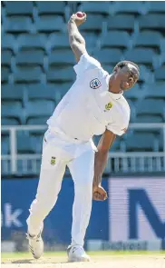  ?? /Gallo Images ?? Push to the limit: Kagiso Rabada suffers as he bowls in the fourth Test against Australia at the Wanderers in April.