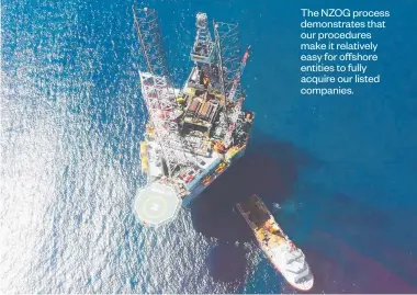  ?? Photo / file ?? A rig works on the Kupe field before it began production. The field generated $43.3m in gross revenue for NZOG in the latest year. The NZOG process demonstrat­es that our procedures make it relatively easy for offshore entities to fully acquire our listed companies.