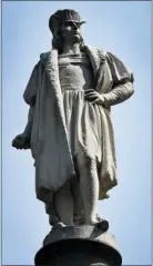  ?? BEBETO MATTHEWS — THE ASSOCIATED PRESS ?? In this photo, the Christophe­r Columbus statue stands at Manhattan’s Columbus Circle in New York. The movement to abolish Columbus Day and replace it with Indigenous Peoples Day has landed in Princeton.