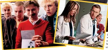  ?? ?? Above: Kevin (fourth from left) as young Tommy in Trainspott­ing and (far right) as the polished doctor Owen Hunt in Grey’s Anatomy