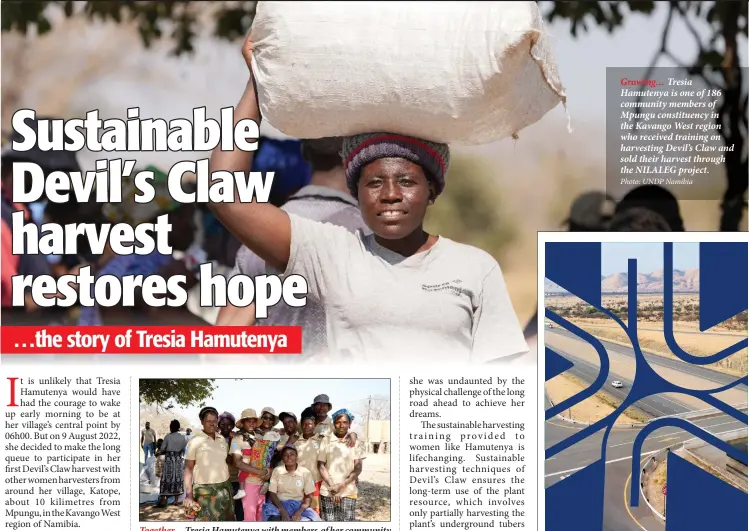  ?? Photo: UNDP Namibia ?? Together… Tresia Hamutenya with members of her community after selling their harvest.