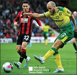  ??  ?? ■
HOT SHOT: Norwich City’s Teemu Pukki