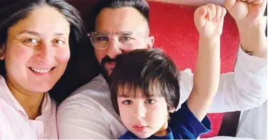  ?? File ?? ↑
Saif Ali Khan, Kareena and their son Taimur pose for a selfie.