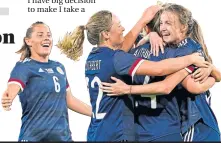  ?? ?? Erin Cuthbert celebrates scoring Scotland’s first goal in their 7-1 win over the Faroes