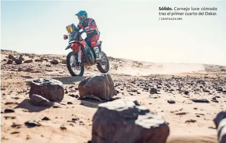  ?? / GENTILEZA HRC ?? Sólido. Cornejo luce cómodo tras el primer cuarto del Dakar.