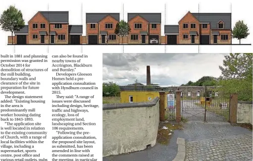  ??  ?? Detail of some of the planned homes (top) and the site of Church Bank Works on Kirk Road, where the applicatio­n for 48 homes is proposed