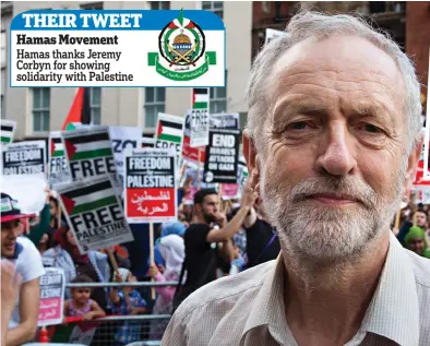 ??  ?? Standing together: Mr Corbyn at a previous pro-Palestinia­n rally outside the Israeli embassy