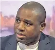  ??  ?? David Lammy has defended his remarks comparing Tory MPS to Nazis and racists