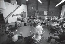  ?? NWA Democrat-Gazette/J.T. WAMPLER ?? Members of Good Shepherd Lutheran Church in Fayettevil­le gather to hear Anita Andres, regional director of Reconcilin­gWorks, speak Sunday. She urged them to reach out to other congregati­ons who could be certified as welcoming churches by the ELCA programs or similar programs in other denominati­ons.