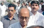  ?? — DC ?? AICC general secretary Digvijay Singh arrives at Gandhi Bhavan in Hyderabad on Thursday.