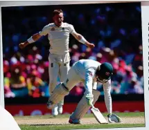  ??  ?? AT LAST: Mason Crane celebrates his first Test wicket, removing Usman Khawaja (left), stumped by Jonny Bairstow (centre, right)