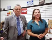 ?? DAVID GURALNICK — DETROIT NEWS VIA AP ?? This August 2020photo shows Ron Weiser, left, chairman of the Michigan Republican Party, and Ronna Romney McDaniel, National Republican Committee chairwoman.