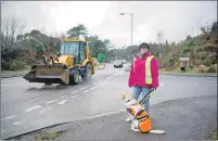  ??  ?? Annette Hobson with her dog Caramel beside the busy A830.