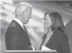  ?? ROBYN BECK/ AFP VIA GETTY IMAGES ?? Former Vice President Joe Biden picked California Sen. Kamala Harris as his running mate after defeating her and other female candidates in the Democratic presidenti­al primaries.