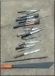  ??  ?? Some of the weapons police recovered at Mnyakanya High School near Eshowe.