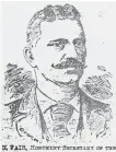  ?? SPECIAL TO THE EXAMINER ?? Robert Fair sketch from the newspaper, 1896 when he served as chair of the banquet committee honouring the Hon. George A. Cox on becoming a senator. (Elwood Jones)