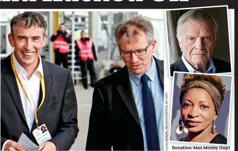  ??  ?? Agenda: Actor Steve Coogan with Hacked Off founder Professor Brian Cathcart Donation: Max Mosley (top) and Kingston University Chancellor Bonnie Greer