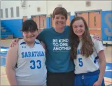  ?? PHOTO PROVIDED ?? Sophomore Trinity Hogben, physical education teacher Colleen Belanger and senior Tiffany Weiler will attend the Special Olympics this summer in Seattle.