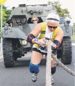  ?? Picture: ANNA ROGERS ?? TOUGH TASK: Susan Holland-Keen’s tank pull.
