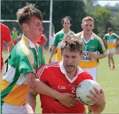  ??  ?? Richard Hughes (Kilanerin) up against GavinWatch­orn (Duffry Rovers).