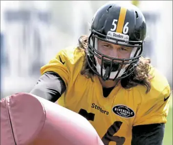  ?? Peter Diana/Post-Gazette ?? Anthony Chickillo goes through drills during afternoon practice Thursday at the UPMC Rooney Sports Complex.