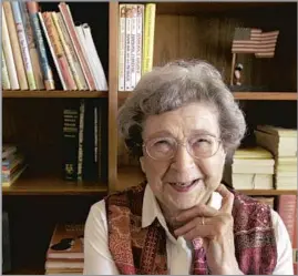  ?? Hearst Newspapers ?? GRANDE DAME OF KID-LIT Beverly Cleary in 2006, at home in Carmel Valley. She wrote more than 30 children’s books that have sold more than 85 million copies worldwide.