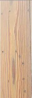  ?? D A R MAG A . C O M ?? Laminate wood panelling varies in colour, with whitewashe­d areas and turquoise spots that make it look like salvaged wood from a painted barn. The price starts at $ 3 per square foot.