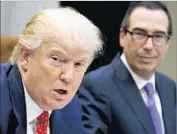  ?? Evan Vucci Associated Press ?? PRESIDENT TRUMP and Treasury Secretary Steven T. Mnuchin. The heart of the GOP strategy is big tax savings for corporatio­ns and other businesses.