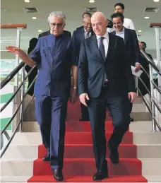  ?? AFP ?? Fifa president Gianni Infantino, right, with Asian Football Confederat­ion president Sheikh Salman bin Ibrahim Al Khalifa