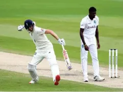  ?? (Getty) ?? Sibley celebrates his century against the West Indies