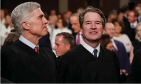  ??  ?? Supreme court justices Neil Gorsuch and Brett Kavanaugh attend the State of the Union address at the Capitol in Washington DC on 5 February 2019. Photograph: Doug Mills/AFP/ Getty Images