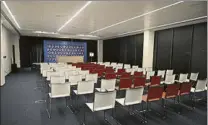  ?? ?? La sala de prensa donde comparece Lucho antes de los partidos