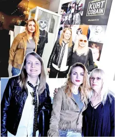  ??  ?? Kurt Cobain’s sister Kim Cobain, his daughter Frances Bean Cobain and mother Wendy O’Connor pose for a photograph at the opening of the exhibition and (above left to right) Frances Bean Cobain, Kim Cobain and Wendy O’Connor.