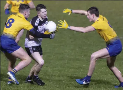  ??  ?? Sligo’s James Kiernan in possession in the Connacht Minor final with Roscommon in Bekan on Saturday. Pics: Donal Hackett.