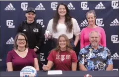  ?? Scott Herpst ?? Gordon Lee senior Arilyn Lee will be playing beach volleyball at Eastern Kentucky University next season after signing with the Colonels this past Friday. Also on hand for the ceremony were Holly and Douglas Lee, Steve French of S3 Volleyball, Katelyn Lee, Madelyn Lee (via phone) and Gordon Lee coach Tricia Goodwin.