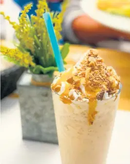  ?? Trigo Café Instagram ?? Milkshake with puffed wheat mixed with milk and sugar, a specialty of Trigo Café on 49th Street.