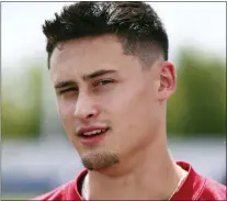  ?? JEFFREY T. BARNES — THE ASSOCIATED PRESS ?? Buffalo Bills punter Matt Araiza, the ‘Punt God,’ talks with media following an NFL rookie minicamp on Friday.